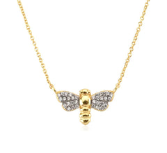 Bee Pave Gold Pendant Necklace