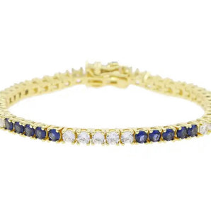 Half Sapphire and Gold Tennis Bracelet