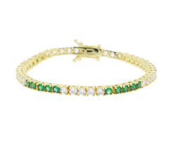 Half Emerald and Tennis Gold Bracelet