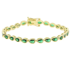 Pear Emerald Tennis Bezel Bracelet