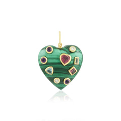 Multi Gemstone Heart 14K