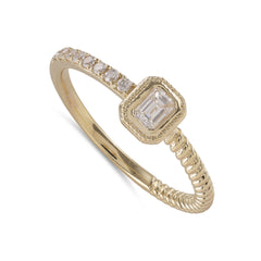 Emerald Cut Diamond Bezel Ring 14k