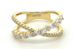 X Gold Pave Ring with Stones
