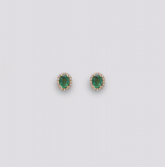 Oval Gold Emerald Stud 14K