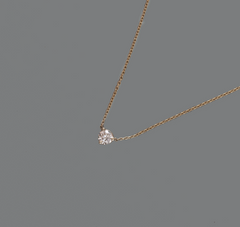 Single Diamond Yellow Gold Necklace 14k