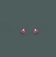 Mini Pink Sapphire Studs Yellow Gold 14k