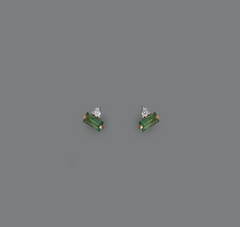 Mini Emerald Studs Yellow Gold 14k