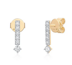 Mini Diamond Stripe Studs Yellow Gold 14k