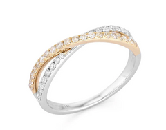 Criss Cross Diamond and White Gold Ring 14k