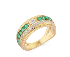 Royal Emerald and Diamond Gold Ring 14k