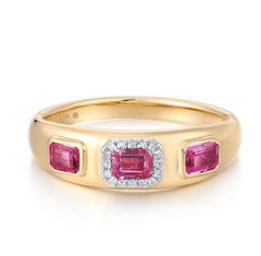 Pink Sapphire Stones Gold Ring 14k