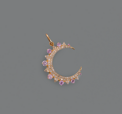 Half Moon Pink Sapphire 14K Charm