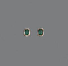 Emerald Diamond Halo 14k