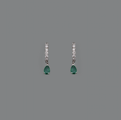 Emerald Pear Diamond Mini Hoop 14k