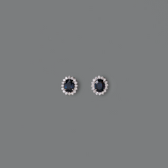 Sapphire Halo Earrings 14k
