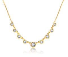 Small and Big Diamond Charm Gold Necklace