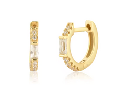 CZ Baguette Hoop