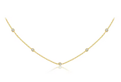 5 Diamond Basic Skinny Gold Necklace