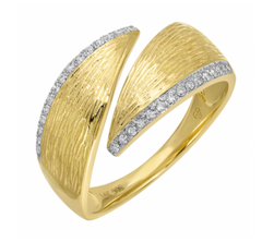 Sand Finished Gold Diamond Ring 14k