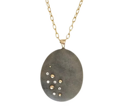 Grey Beach Stone with Diamond and Gold Balls