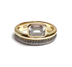 Half Open Pave Double White Band