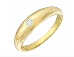 Yellow Gold Inlay Diamond Ring 14k