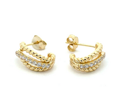 Row Pave Gold Knot Open Hoop