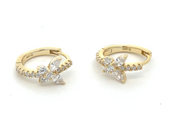Butterflies Pave Gold Hoops