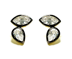 Marquise and Drop Black Bezel Earrings