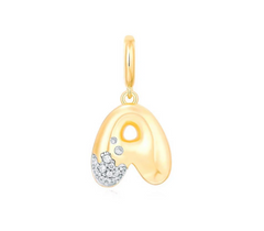 Bubble Initial Diamond Gold Charm 14k