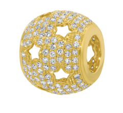 Gold Diamond Star Pave Rondelle 14k