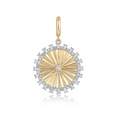 Baguette Diamond Sunburst Pendant 14k