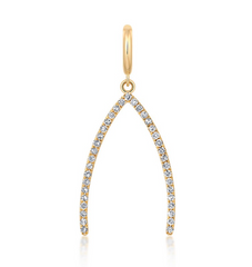 Diamond Wish Bone Charm 14k