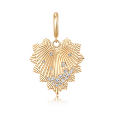 Heart Flutted Diamond Charm 14k