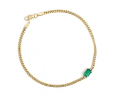 Emerald-Cut Emerald Rolo Bracelet 14k