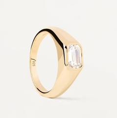 Rectangle Diamond Gold Thick Ring