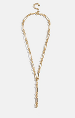 Gold Lariat Link Chain Necklace
