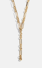 Gold Lariat Link Chain Necklace