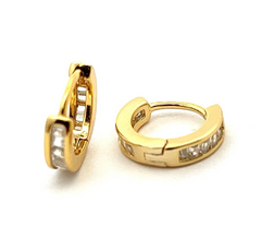 Gold Baguette Zircon Hoops