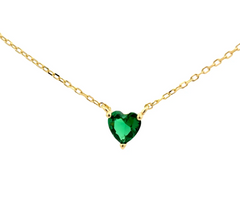 Heart Emerald Skinny Necklace