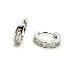 Silver Baguette Zircon Hoops