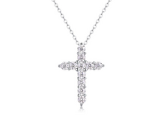 Moissanite Silver Cross Necklace