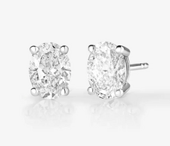 Moissanite Oval Silver Studs (1.5ct)