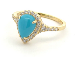 Turquoise Pear Pave Ring