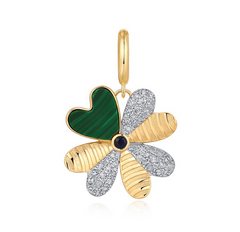 Lucky Trebol Gold Diamond Charm 14k