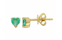 Heart Emerald Gold Stud 14k