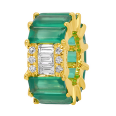 Emerald Baguette and Diamond Rondelle Charm 14k