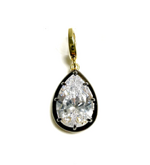 Pear Black Bezel Zircon Charm