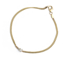 Diamond Emerald Cut Rolo Bracelet 14k