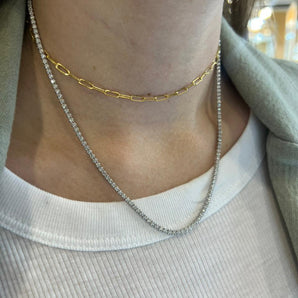 Diamond Tennis Necklace White Gold 14k